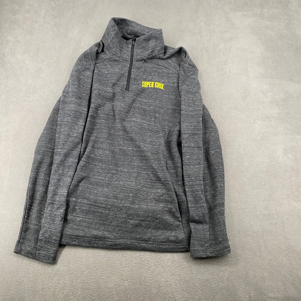 OGIO Mens XL Gray Heathered Quarter Zip Pullover Super Chix Logo‎ Pouch Pocket